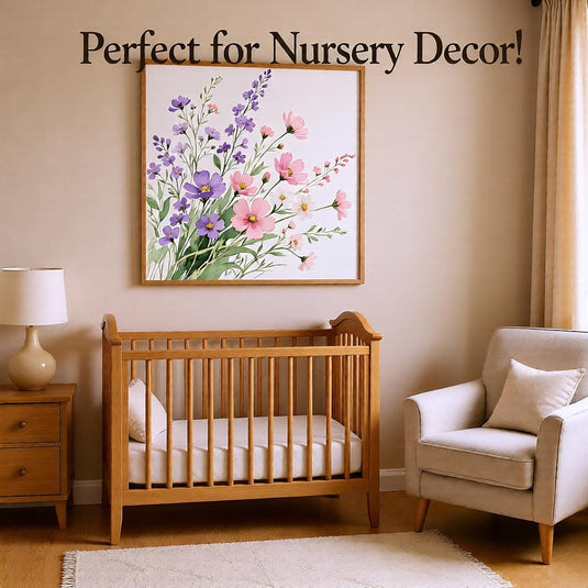Wildflower Wall Art Botanical Print Pink Purple Flowers Soft Floral Painting Matte Download