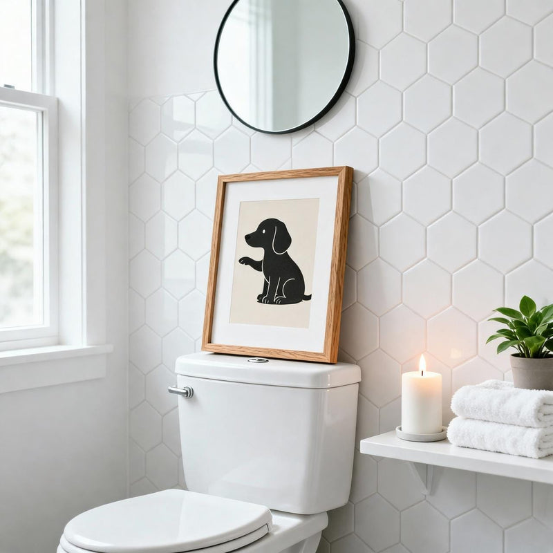Load image into Gallery viewer, Funny Dog Art Black Toilet Humor Bathroom Wall Decor Printable Matte Download
