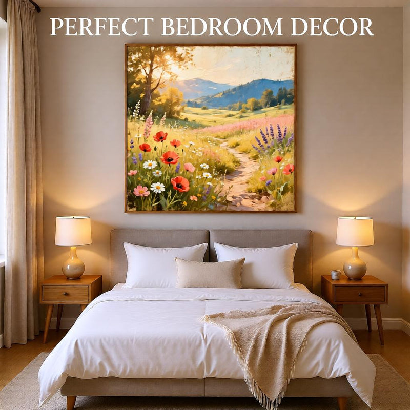 Load image into Gallery viewer, Wildflower Wall Art Meadow Landscape Print Boho Chic Nature Painting Soft Matte Download
