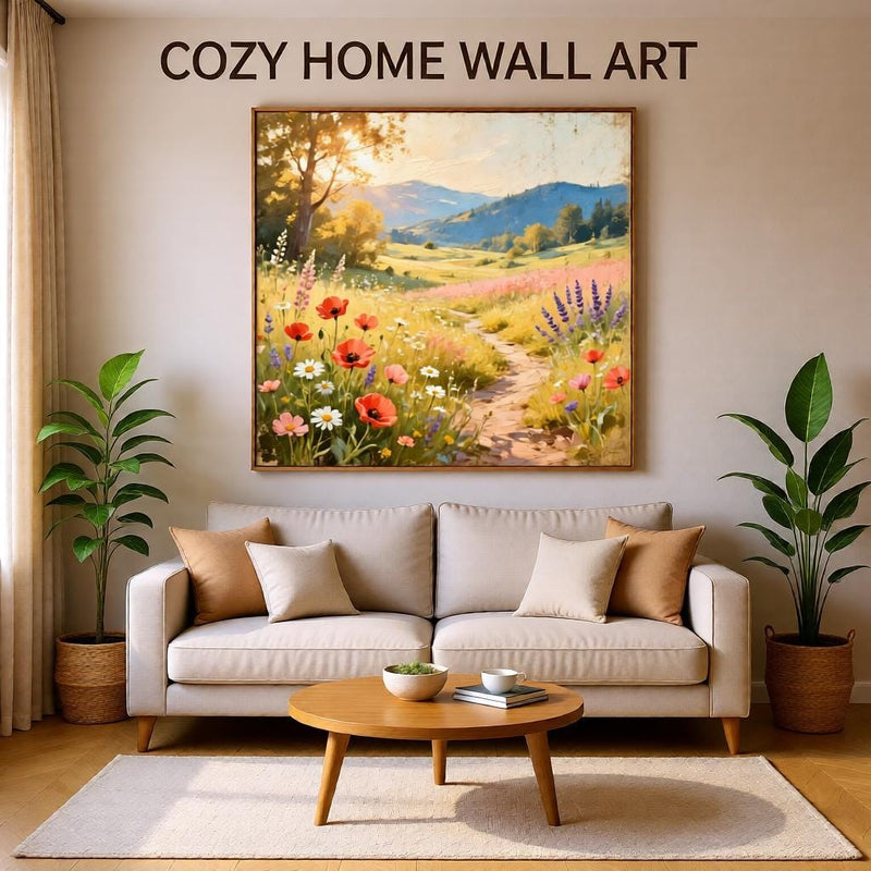 Load image into Gallery viewer, Wildflower Wall Art Meadow Landscape Print Boho Chic Nature Painting Soft Matte Download
