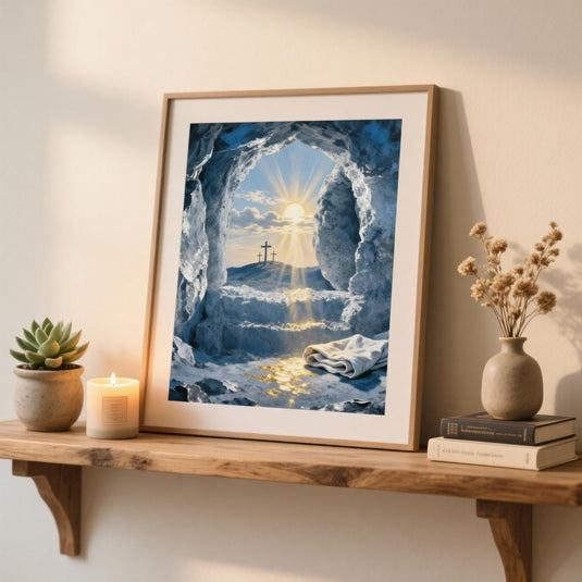 Christian Wall Art Printable Jesus Resurrection Empty Tomb Easter Sunrise Bible Verse Decor Download