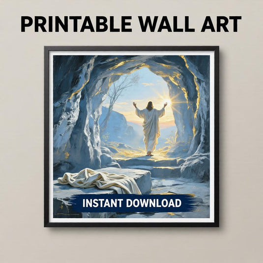 Empty Tomb Art He Is Risen Print Modern Christian Gospel Wall Matte Download Decor