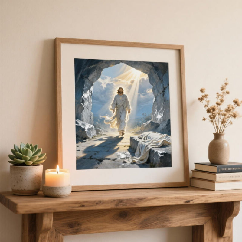 Load image into Gallery viewer, He Is Risen Art Empty Tomb Print Jesus Resurrection Christian Decor Matte Download
