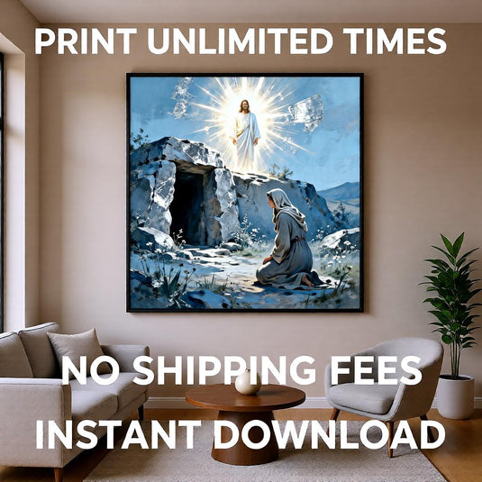 Jesus Resurrection Wall Art: Empty Tomb Christian Easter Decor (Digital Download)