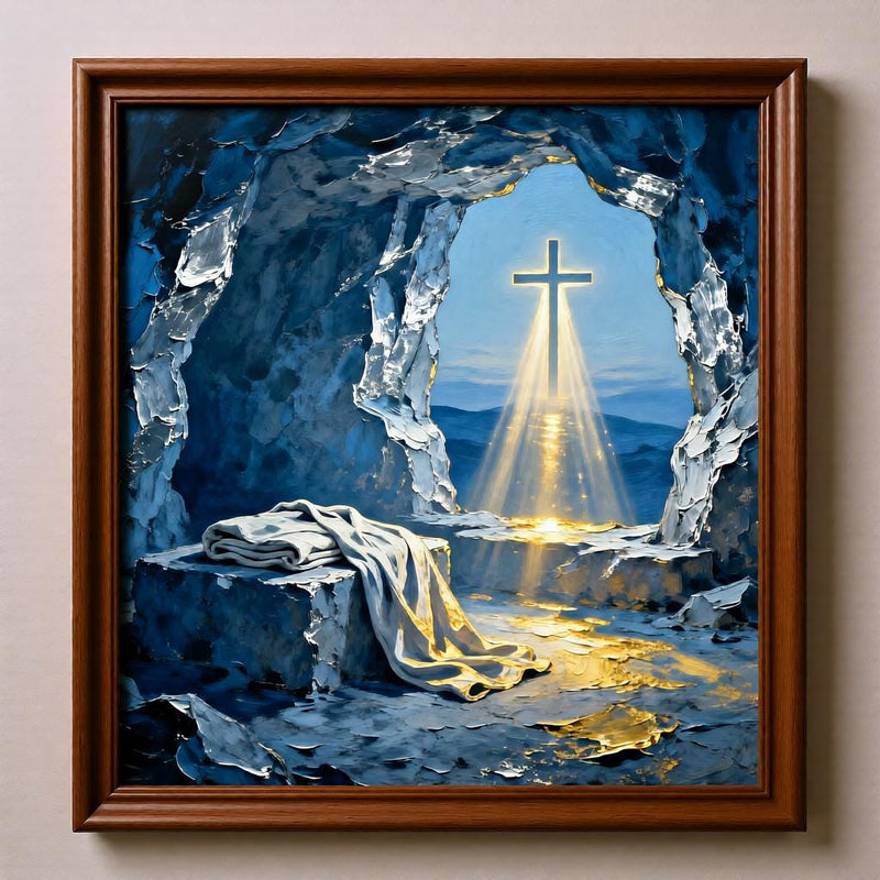Load image into Gallery viewer, He Is Risen Art Empty Tomb Print Christian Poster Resurrection Faith Matte Download

