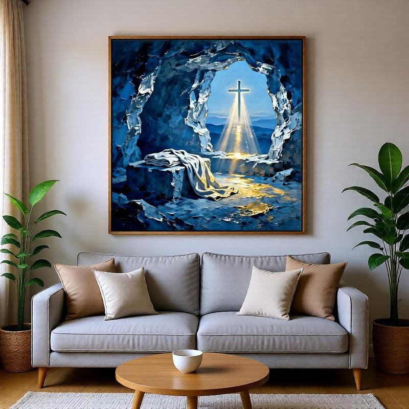 Load image into Gallery viewer, He Is Risen Art Empty Tomb Print Christian Poster Resurrection Faith Matte Download
