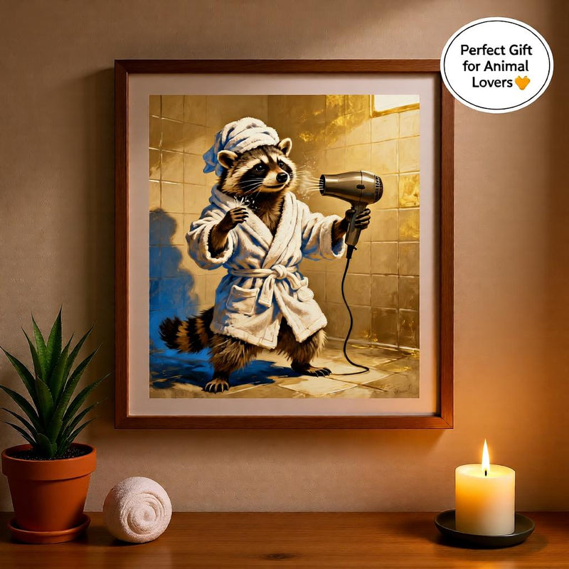 Load image into Gallery viewer, Funny Bathroom Art Raccoon Printable Toilet Paper Decor Quirky Matte Download
