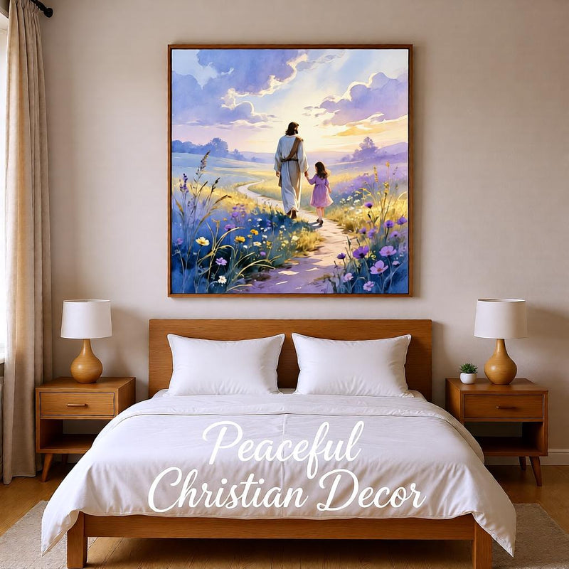 Load image into Gallery viewer, Jesus Walking With Child Printable Wall Art Christian Decor Faith Artwork Instant Download Poster
