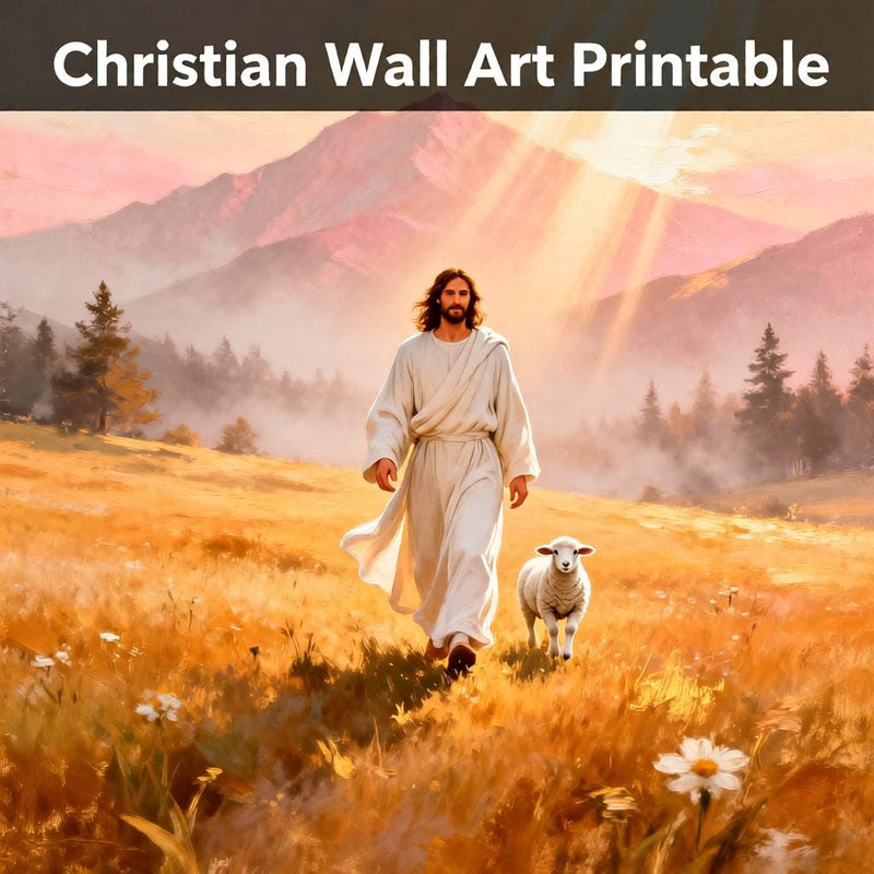 Load image into Gallery viewer, Jesus With Lamb Art Shepherd Wall Print Gospel Biblical Decor Matte Download Faith
