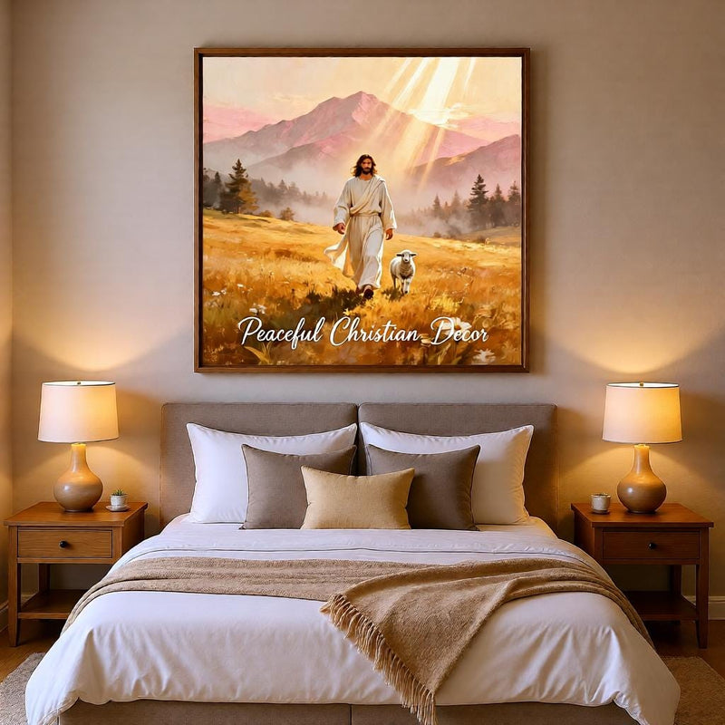 Load image into Gallery viewer, Jesus With Lamb Art Shepherd Wall Print Gospel Biblical Decor Matte Download Faith
