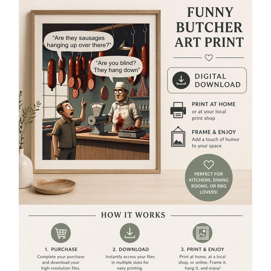 Meme Kitchen Decor Funny Butcher Poster Humor Print Grill Room Matte Download