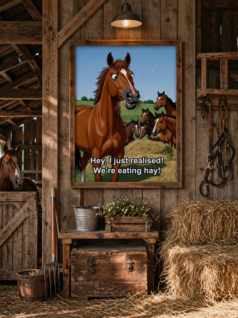 Load image into Gallery viewer, Funny Horse Art Rustic Farm Animal Humor Poster Barn Decor Matte Download
