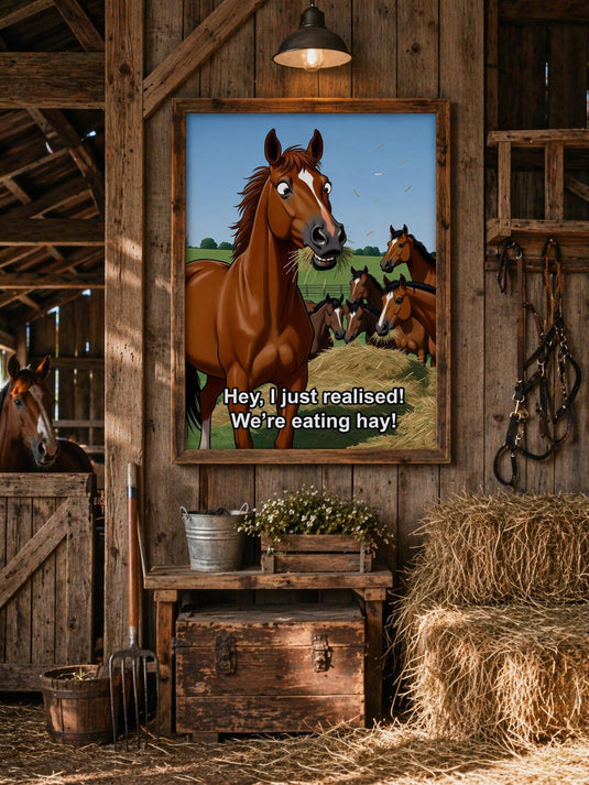 Funny Horse Art Rustic Farm Animal Humor Poster Barn Decor Matte Download