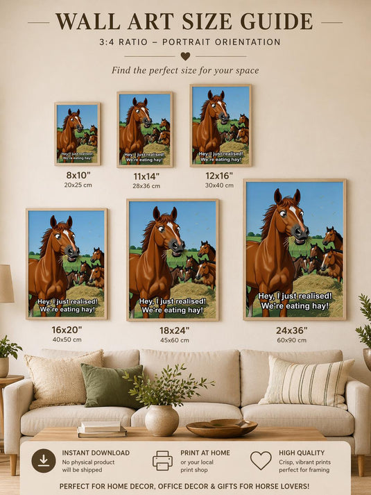 Funny Horse Art Rustic Farm Animal Humor Poster Barn Decor Matte Download