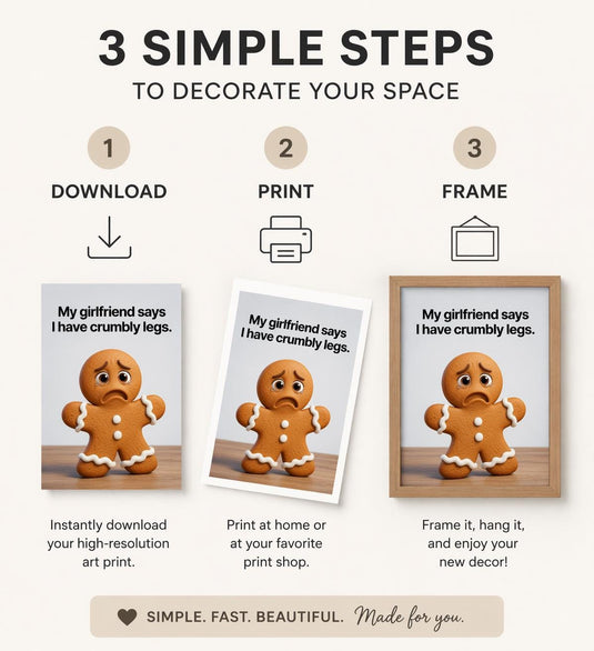 Gag Gift Printable Funny Gingerbread Bathroom Wall Art Christmas Humor Matte Download
