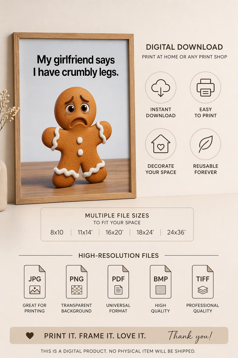 Load image into Gallery viewer, Gag Gift Printable Funny Gingerbread Bathroom Wall Art Christmas Humor Matte Download
