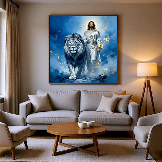 Jesus Lion Art Christian Poster Biblical Wall Decor Sacred Matte Download Faith Gift