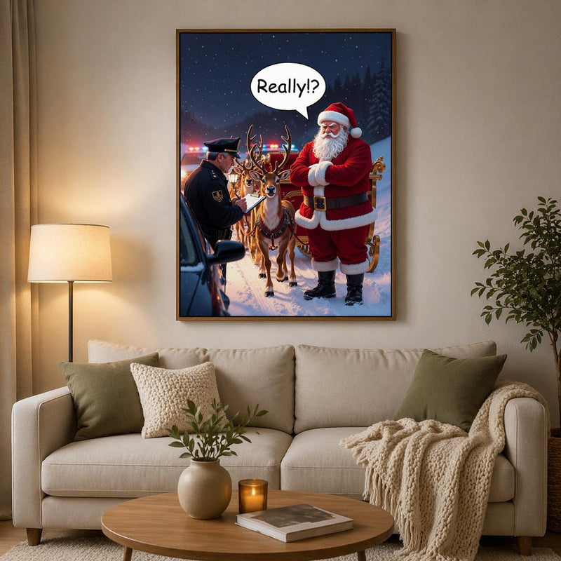 Load image into Gallery viewer, Funny Santa Print Christmas Poster Reindeer Artwork Humor Decor Matte Download
