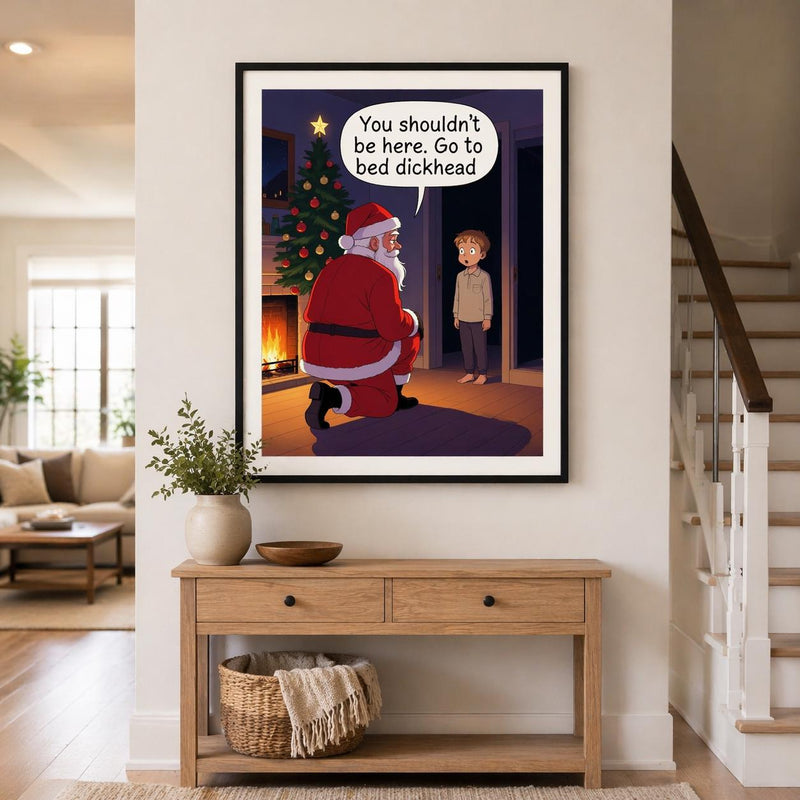Load image into Gallery viewer, Santa Meme Print Dark Humor Christmas Wall Art Funny Bathroom Decor Matte Download
