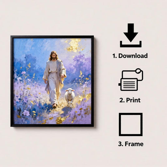 Jesus Leaves 99 Art Lamb Shepherd Print Christian Decor Matte Download Faith