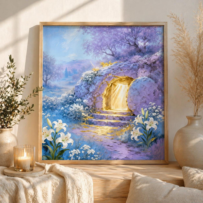 Load image into Gallery viewer, Resurrection Art Empty Tomb Printable Christian Easter Scripture Matte Download Decor
