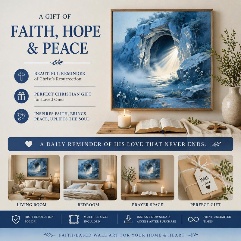 Load image into Gallery viewer, Empty Tomb Art Resurrection Printable Christian Easter Decor Jesus Matte Scripture Download
