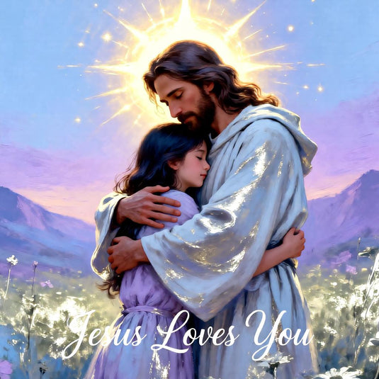 Jesus Art Printable Hugging Child Faith Artwork Christian Decor Matte Download Gift