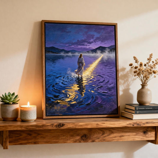 LDS Wall Art Jesus Walking Water Print Christian Faith Decor Matte Download Biblical