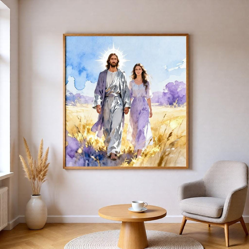 Load image into Gallery viewer, Faith Based Decor Jesus Walking Print Christian Artwork Scripture Matte Download Wall Art
