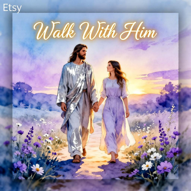 Load image into Gallery viewer, Jesus Print Walking Woman Art Christian Faith Decor Matte Download Biblical Wall Gift
