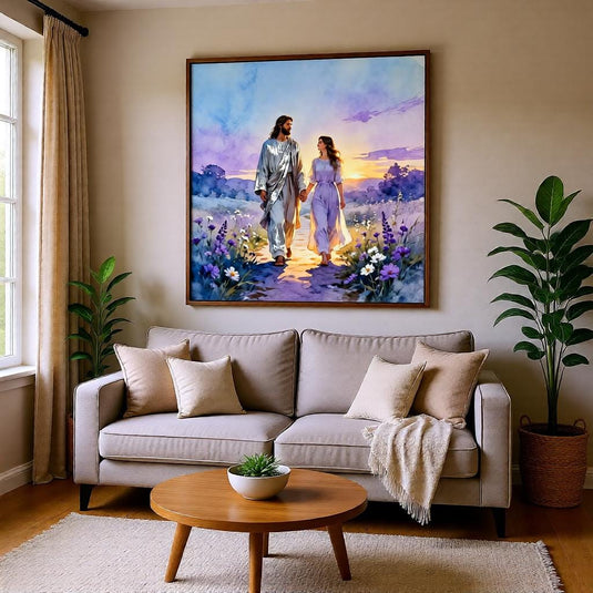 Jesus Print Walking Woman Art Christian Faith Decor Matte Download Biblical Wall Gift