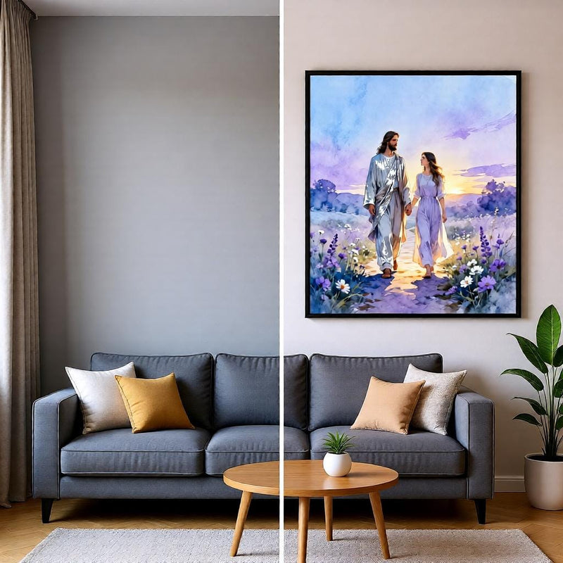 Load image into Gallery viewer, Jesus Print Walking Woman Art Christian Faith Decor Matte Download Biblical Wall Gift
