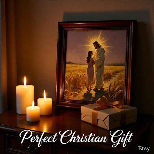 Jesus Wall Art Walking Child Print Christian Faith Decor Matte Download Sacred Artwork