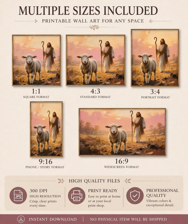 Load image into Gallery viewer, Jesus Lamb Art Good Shepherd Printable Christian Decor Matte Scripture Download Gift
