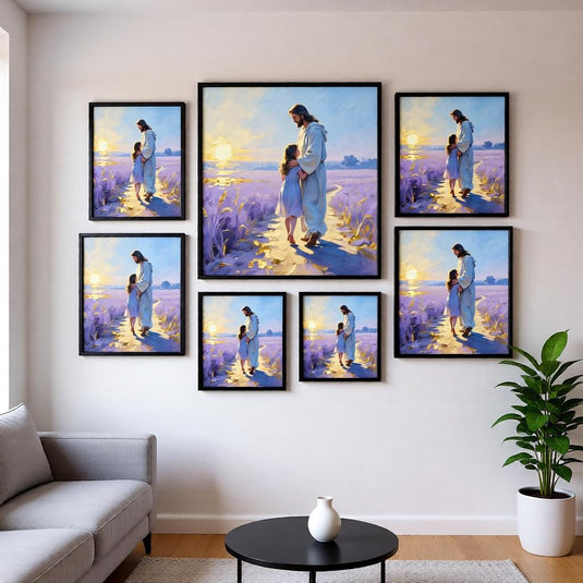 LDS Wall Art Jesus Walking Child Print Christian Faith Decor Linen Matte Download Gift