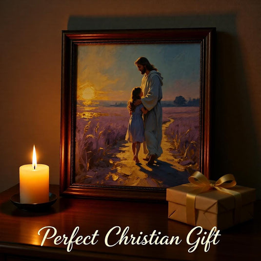 LDS Wall Art Jesus Walking Child Print Christian Faith Decor Linen Matte Download Gift