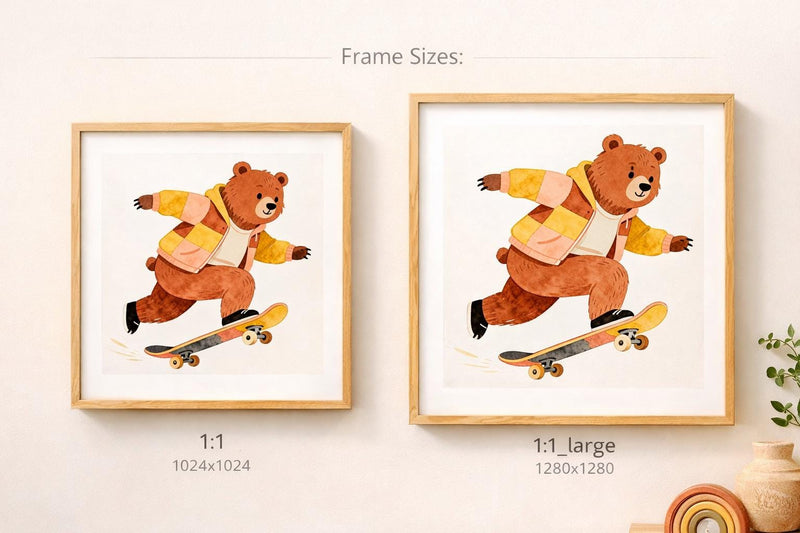 Load image into Gallery viewer, Whimsical Bear Wall Art Skateboard Printable Nursery Decor Kids Room Matte Download Gift
