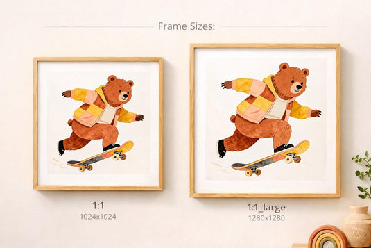 Whimsical Bear Wall Art Skateboard Printable Nursery Decor Kids Room Matte Download Gift