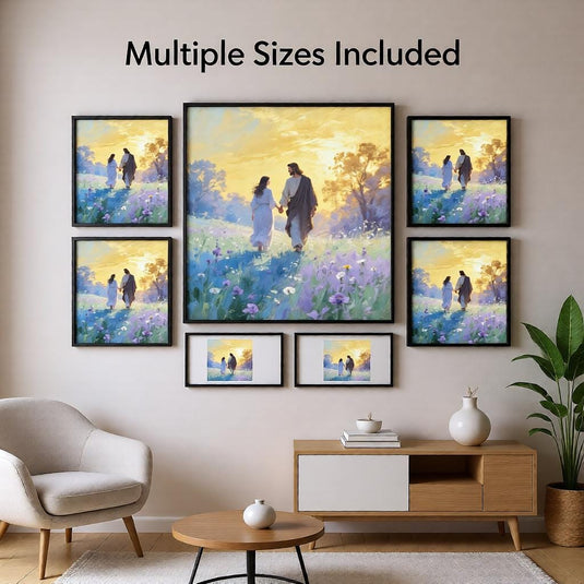 LDS Youth Theme Art Jesus Walking Meadow Print Christian Scripture Matte Download Decor