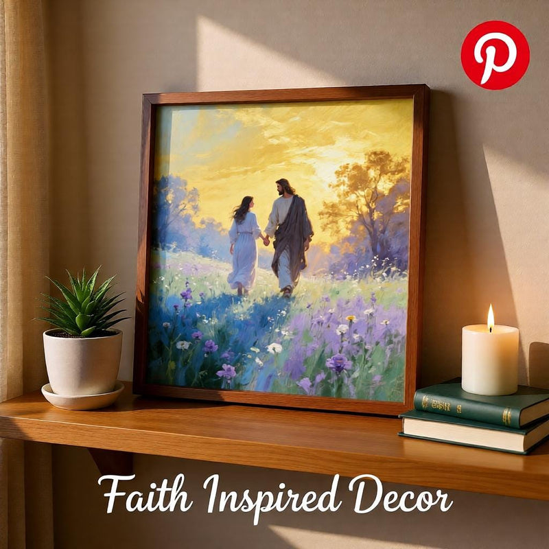 Load image into Gallery viewer, LDS Youth Theme Art Jesus Walking Meadow Print Christian Scripture Matte Download Decor
