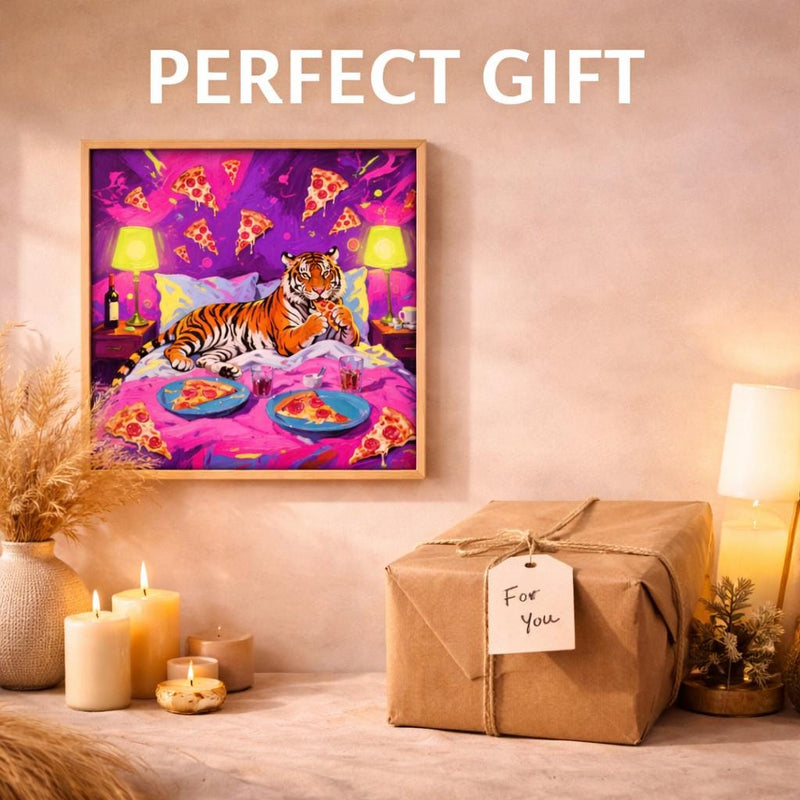 Load image into Gallery viewer, Tiger Wall Art Pizza Printable Pop Decor Quirky Animal Poster Matte Download
