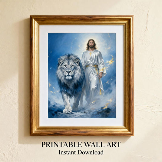 Lion of Judah Art Jesus Poster Christian Faith Decor Matte Download Biblical Wall