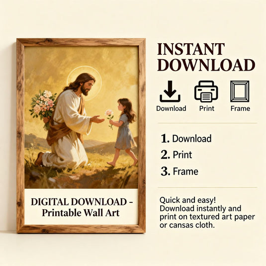 LDS Wall Art Jesus Loves Children Print Christian Nursery Decor Matte Download Faith