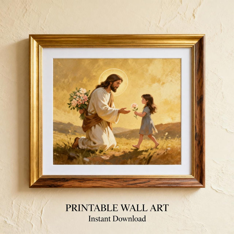 Load image into Gallery viewer, LDS Wall Art Jesus Loves Children Print Christian Nursery Decor Matte Download Faith
