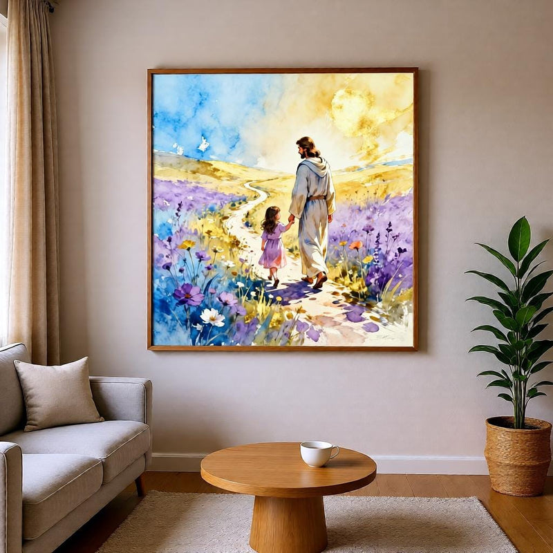 Load image into Gallery viewer, LDS Wall Art Come Follow Me Jesus Walking Child Print Christian Matte Download Faith
