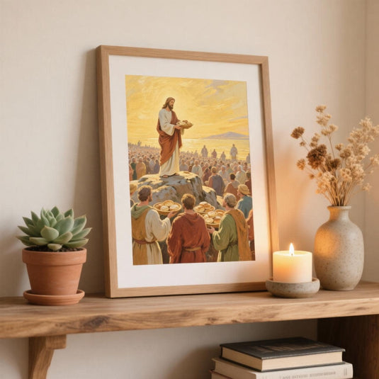 Jesus Feeding 5000 Art Christian Wall Print Bible Story Decor Matte Download Faith