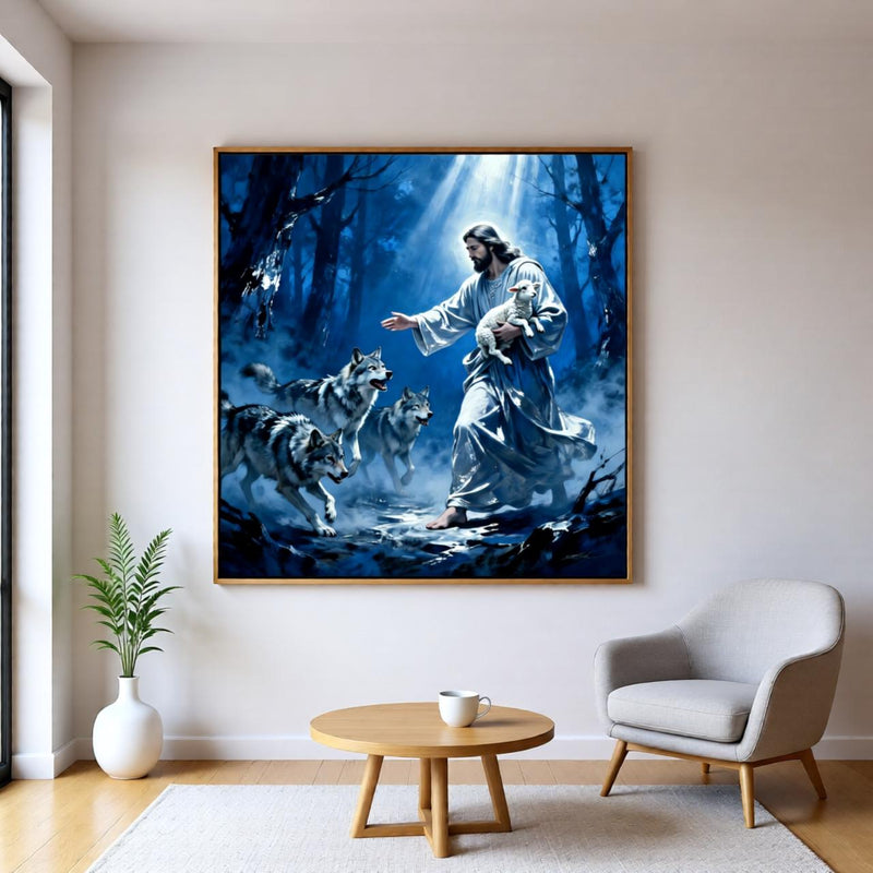 Load image into Gallery viewer, Jesus Protects Lamb Print Christian Wall Art Faith Decor Printable Download Bible Artwork Gift
