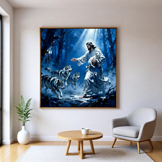 Jesus Protects Lamb Print Christian Wall Art Faith Decor Printable Download Bible Artwork Gift