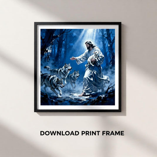 Jesus Protects Lamb Print Christian Wall Art Faith Decor Printable Download Bible Artwork Gift