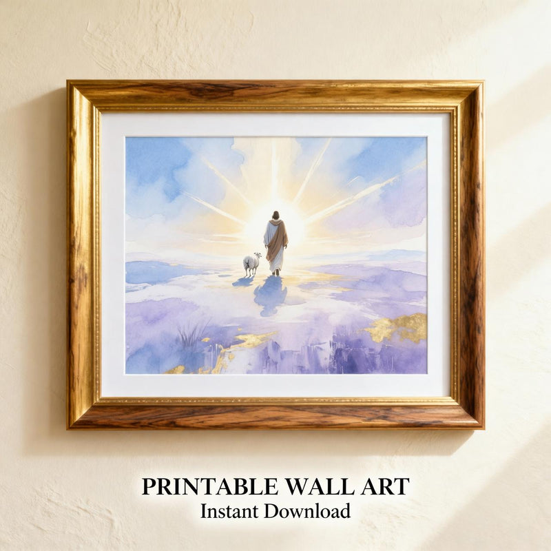 Load image into Gallery viewer, Jesus Leaves The 99 Lost Sheep Printable Wall Art Christian Decor Faith Inspired Download
